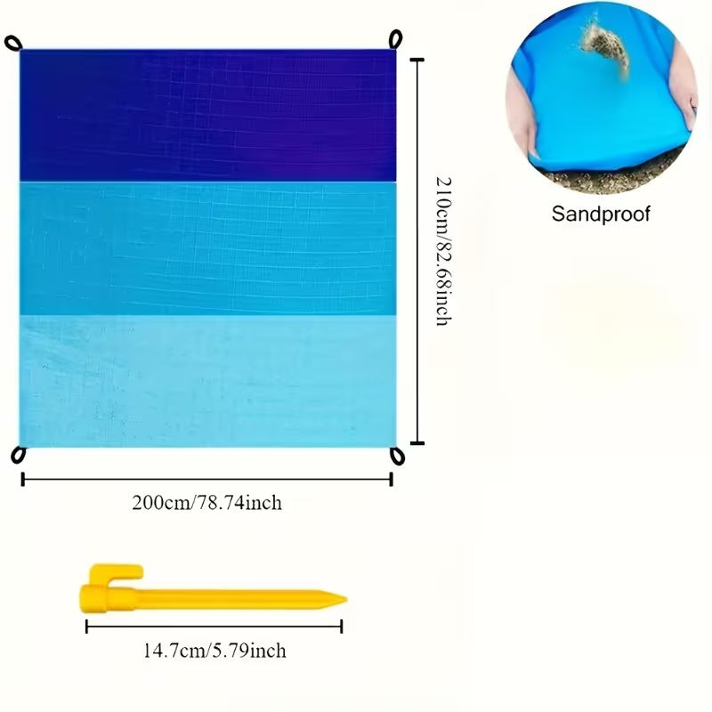 Extra Large Sandproof Beach Blanket – Windproof Outdoor Picnic Mat with 4 Stakes & Carry Bag