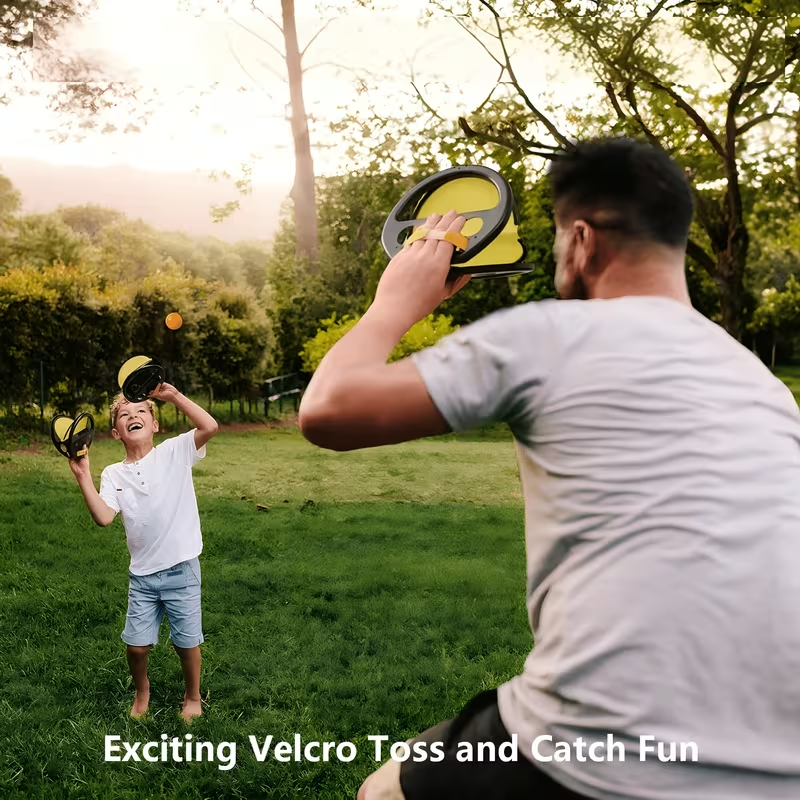 Kids Catch and Throw Paddle Game Set, Hand Grip Elastic Toss & Catch Game, Giant Outdoor Toy for Beach, Yard, Camping & Parent-Child Interaction