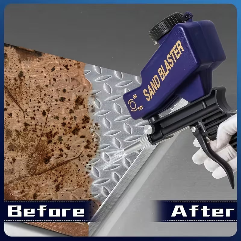 Black Portable Pneumatic Sandblaster Gun, Adjustable Sand Flow Rust Remover Tool For Garage, Metal Workshop & Car Chassis Refurbishment
