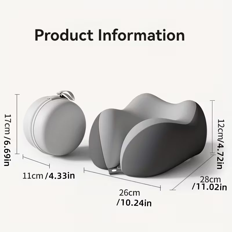 Ergonomic Memory Foam Travel Neck Pillow – Compact Roll-Up Design with Storage Box, Washable Cover & 360° Head Support