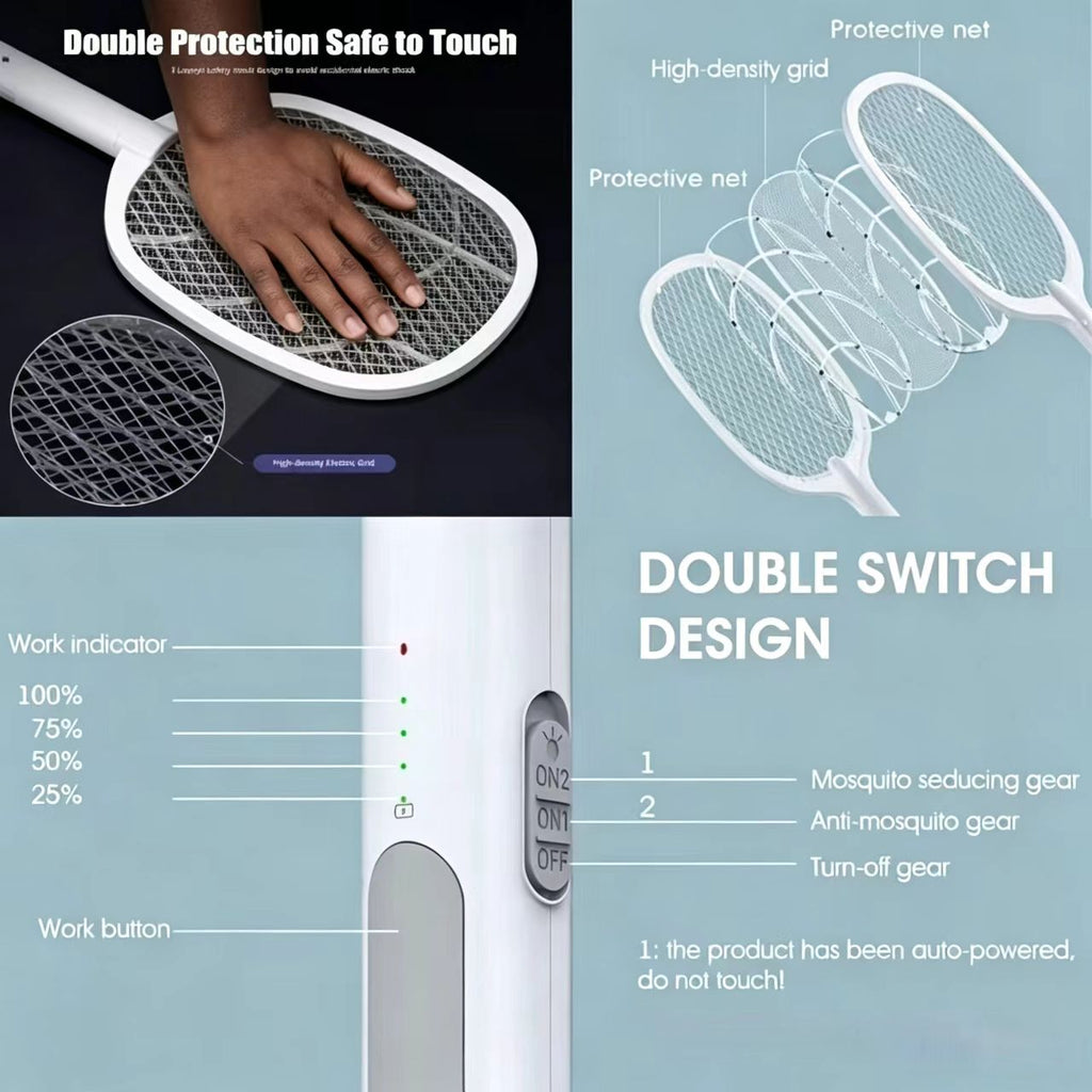 2-in-1 Rechargeable Electric Mosquito Swatter & UV Standing Lamp