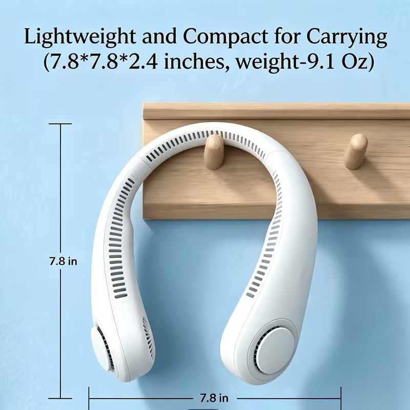 Portable Bladeless Neck Fan – USB Rechargeable 3-Speed Hands-Free Personal Cooler for Hot Weather, Travel & Outdoor Work