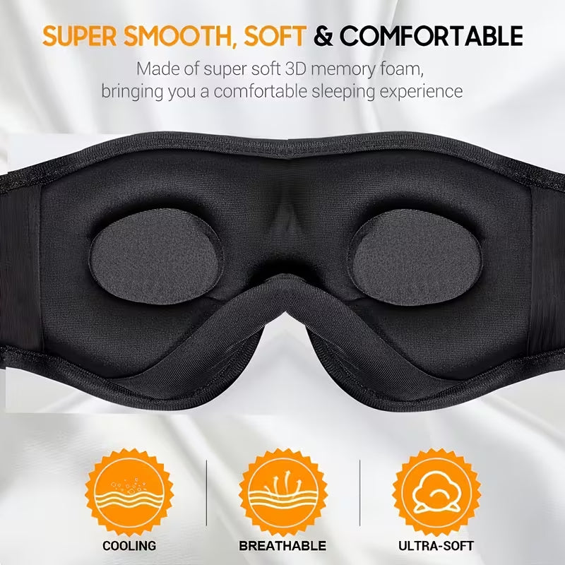 Music Sleep Eye Mask for Men & Women, Contoured Hollow Blackout Eye Mask, Travel & Nap Sleeping Aid