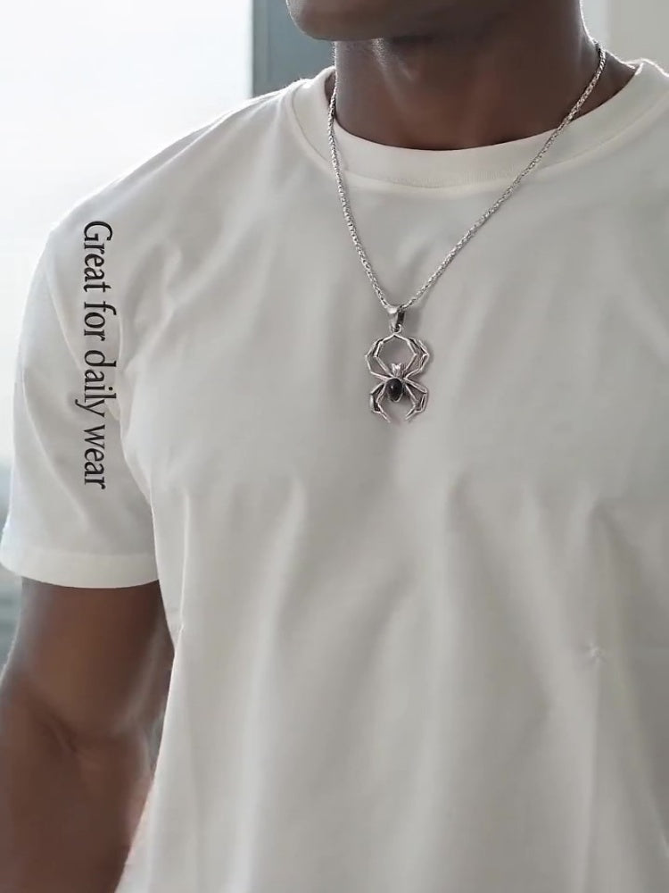Fashion Gothic Spider Pendant Necklace for Men, Punk Necklace for Daily Wear & Halloween Decoration