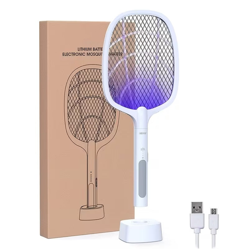 2-in-1 Rechargeable Electric Mosquito Swatter & UV Standing Lamp