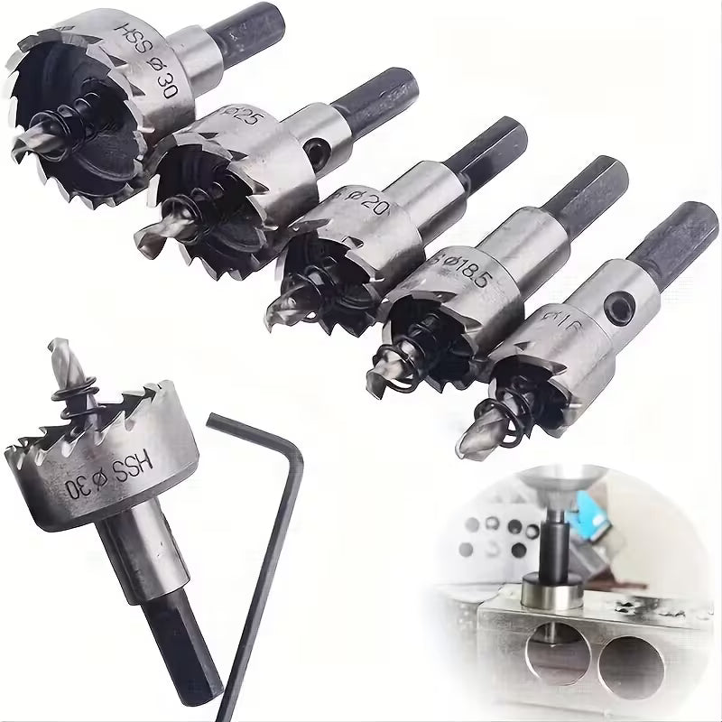 Durable 5-Piece Hole Saw Set – Multifunctional Hole-Enlarging Drill Bit Combo Tool Gift Set