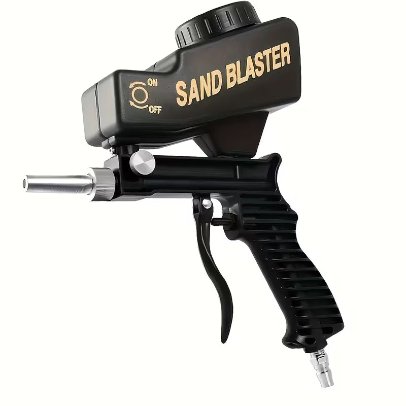 Black Portable Pneumatic Sandblaster Gun, Adjustable Sand Flow Rust Remover Tool For Garage, Metal Workshop & Car Chassis Refurbishment