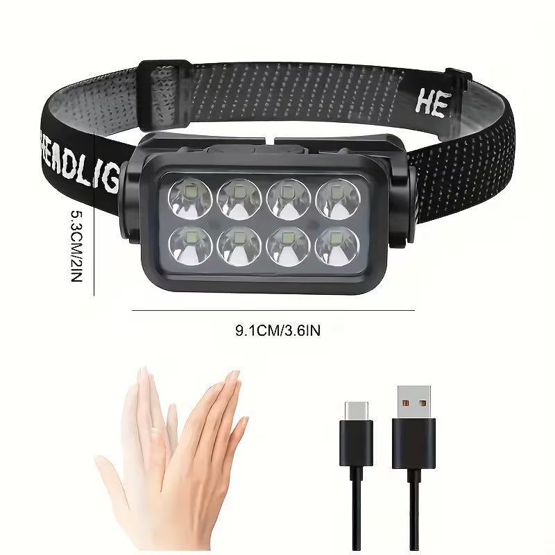 Rechargeable LED Headlamp, 6-Mode Ultra-Bright Front Light