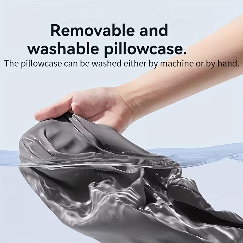 Ergonomic Memory Foam Travel Neck Pillow – Compact Roll-Up Design with Storage Box, Washable Cover & 360° Head Support