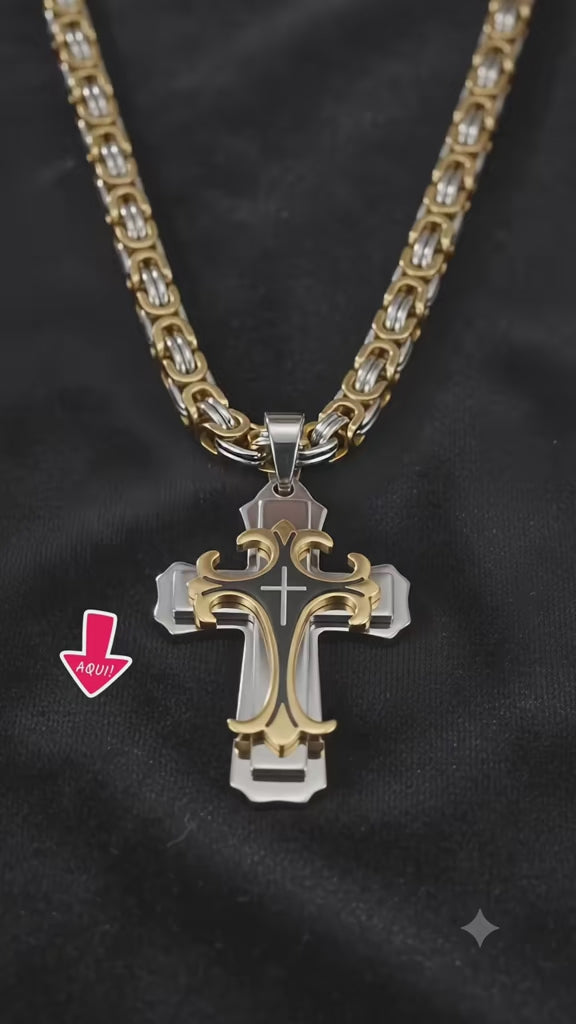 Men's Vintage Handmade Stainless Steel Pendant Necklace - Multi-Layer Flat Chain, Retro Hip-Hop Jewelry Gift for Men