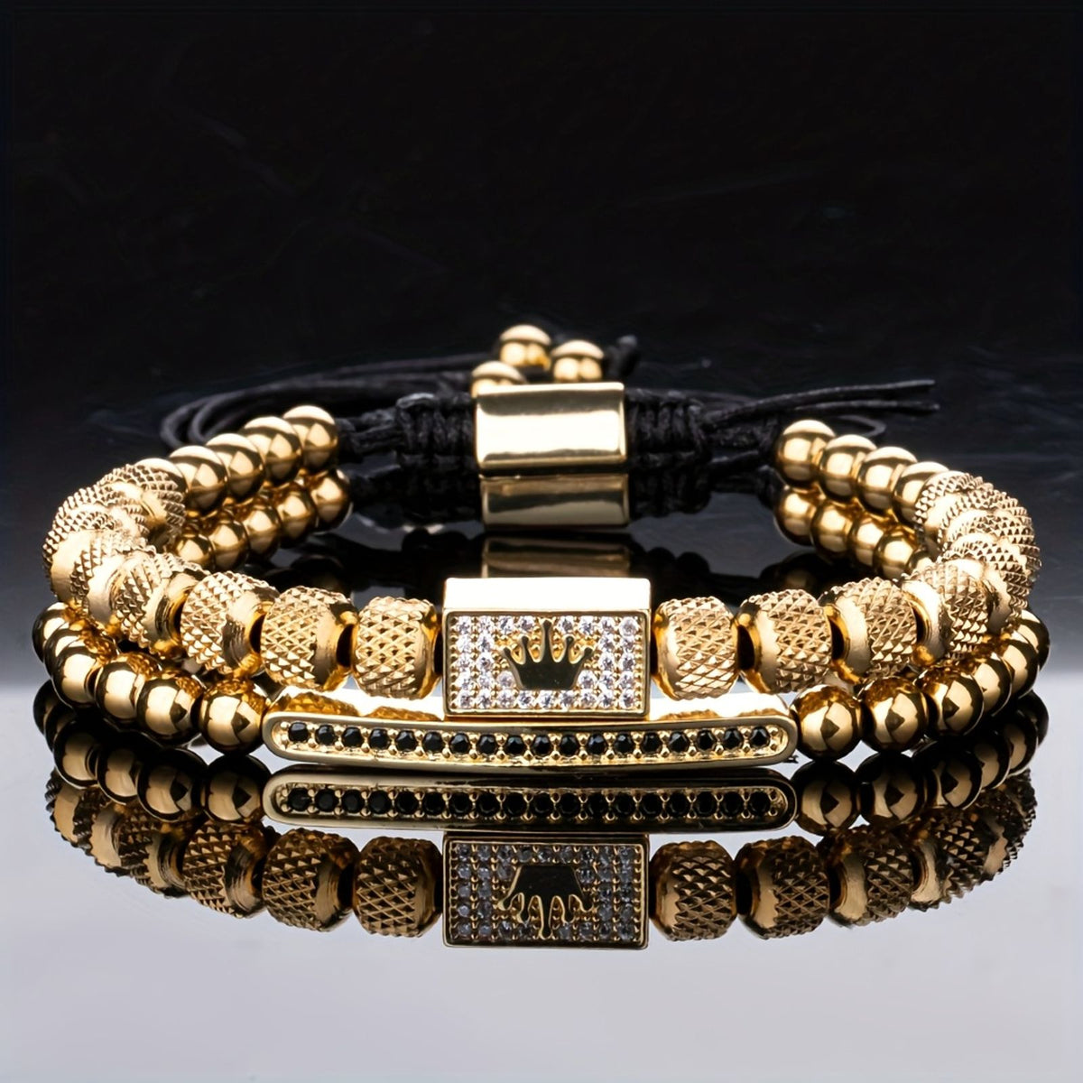 2pcs set luxury square bead adjustable size