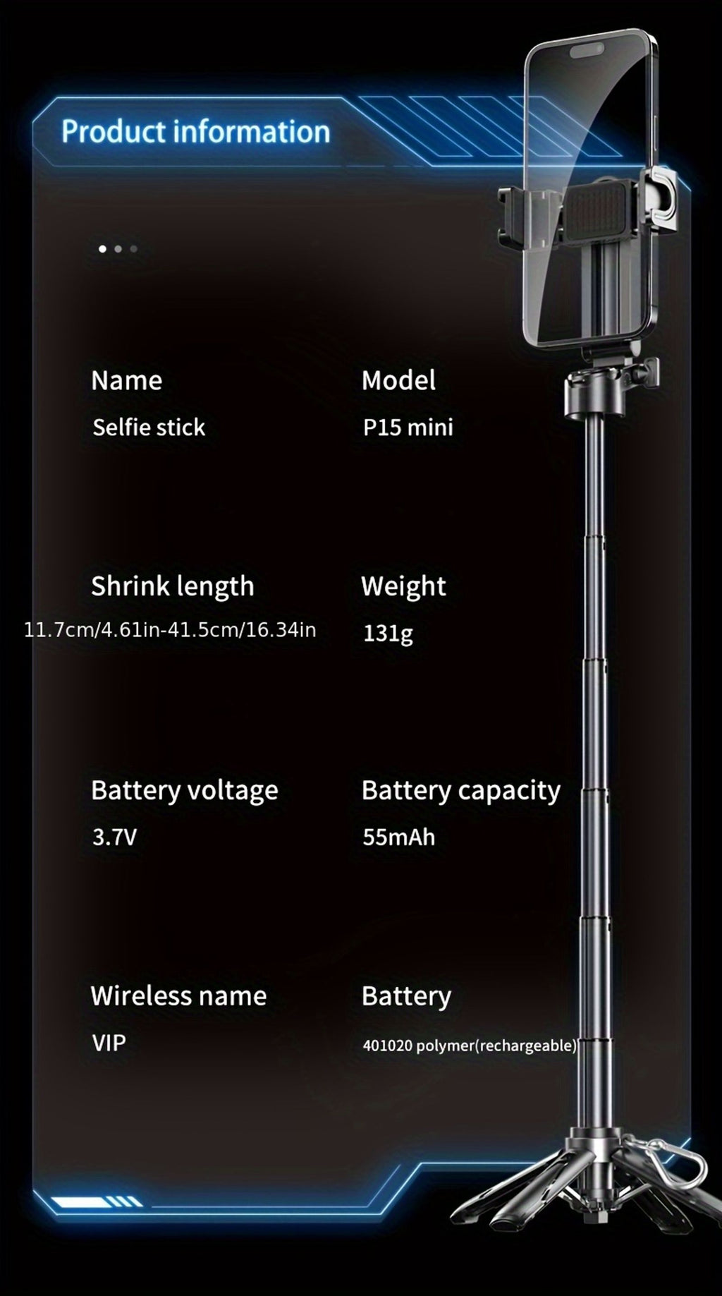 16-Inch Extendable Selfie Stick Tripod, Equipped with Wireless Remote Control, 360° Rotating Bracket, One-Click Release Lightweight ABS Design, Suitable for Various Smartphones, Perfect for Concerts, Travel, And Live Streaming, Mobile Selfie Stick image 11