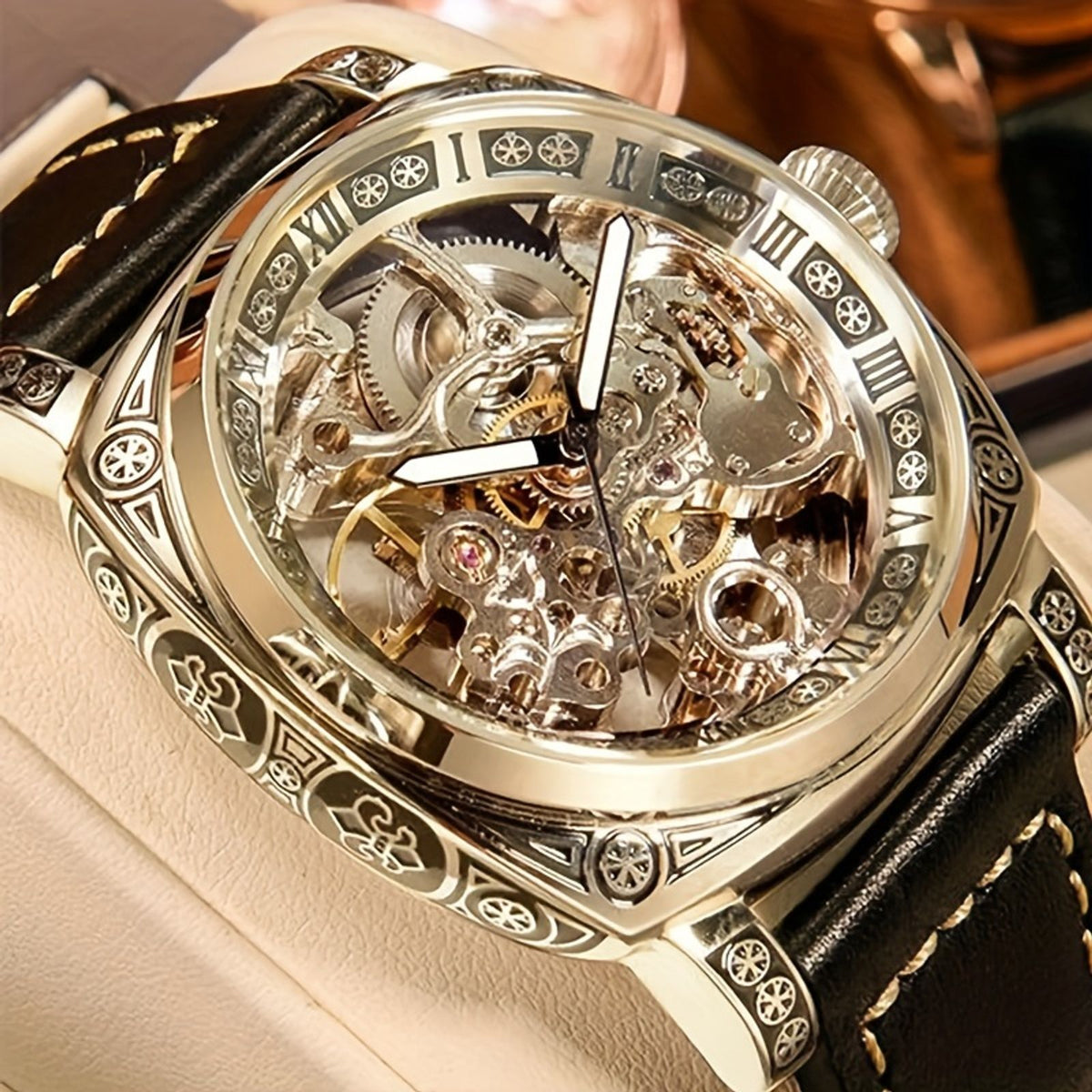 a mens fashionable trendy carved hollow carved image 5