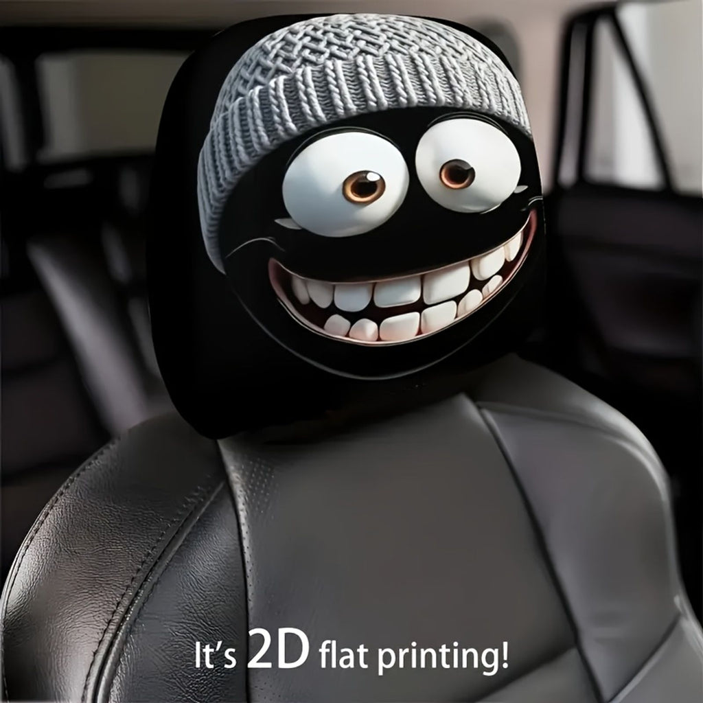 2pcs car headrest cover cartoonish funny smiling