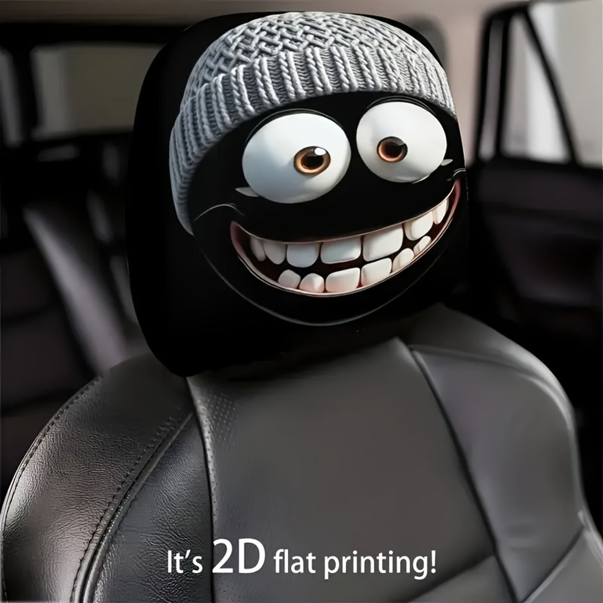 2pcs car headrest cover cartoonish funny smiling