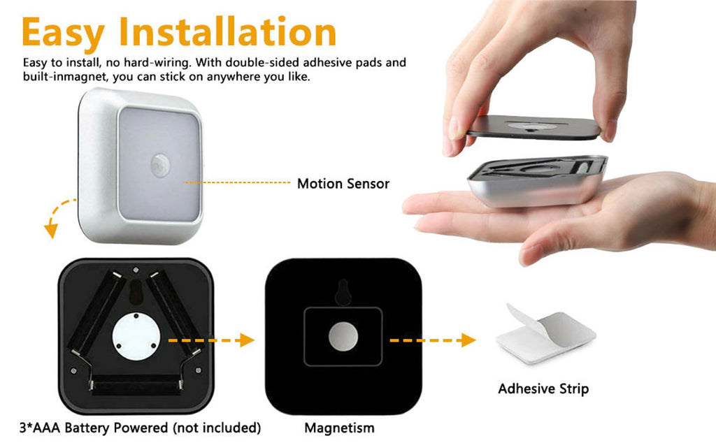 motion sensor night light auto battery powered closet stair image 2