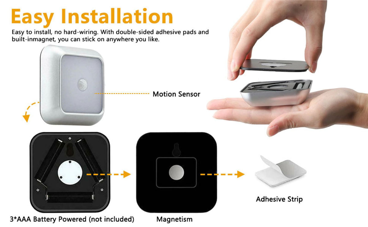 motion sensor night light auto battery powered closet stair image 2