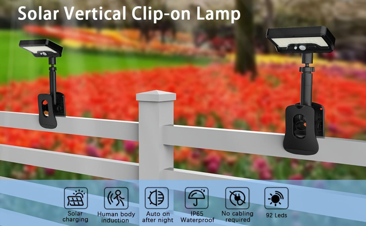 [Ultra-bright] Solar Clip-On Wall Sconce, 1pc Or 2pcs Available, 98LED, IP65, 1600LM Outdoor Solar Light, Easy Clip-On Installation, 3 Modes, Solar Lights for Chain Link Fence, Yard, Garage, Fence And Patio image 2