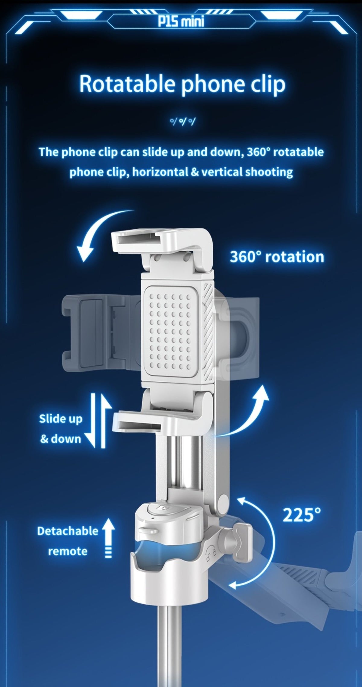 16-Inch Extendable Selfie Stick Tripod, Equipped with Wireless Remote Control, 360° Rotating Bracket, One-Click Release Lightweight ABS Design, Suitable for Various Smartphones, Perfect for Concerts, Travel, And Live Streaming, Mobile Selfie Stick image 9