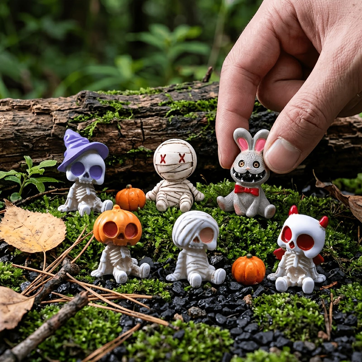 6pcs halloween spooky skeleton figurines mini resin image 8