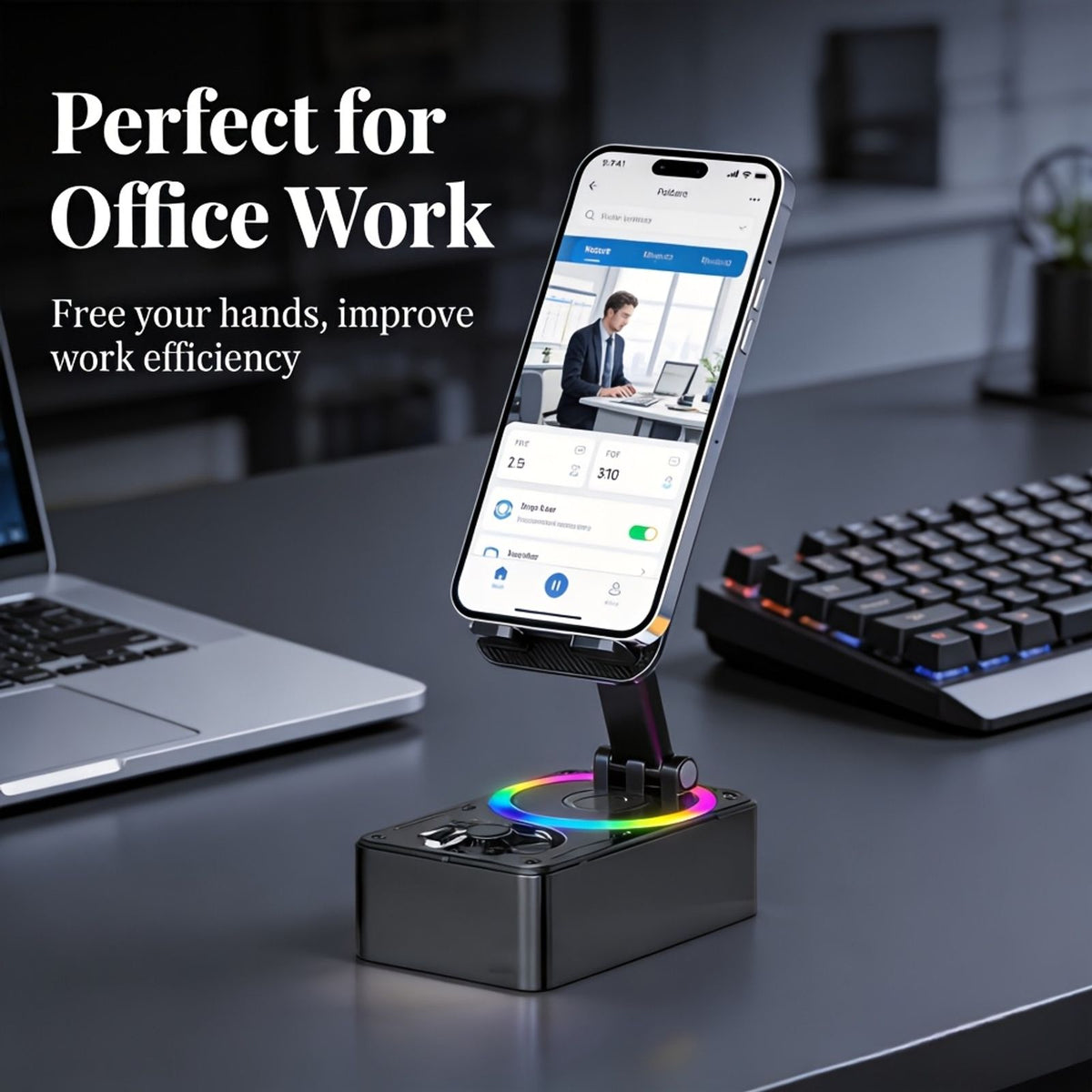2026 New Bluetooth Speaker, Bluetooth Stand with Speaker and Emergency Charging, 360° Adjustable Foldable Magnetic Bluetooth Speaker Stand, Portable Emergency Charger, Suitable for iPhone and Android Phones, Ideal for Home, Travel, and Office Use image 2