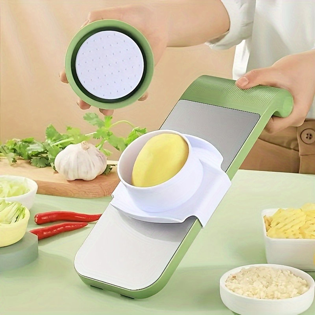 7pcs stainless steel multifunctional vegetable slicer grater image 3