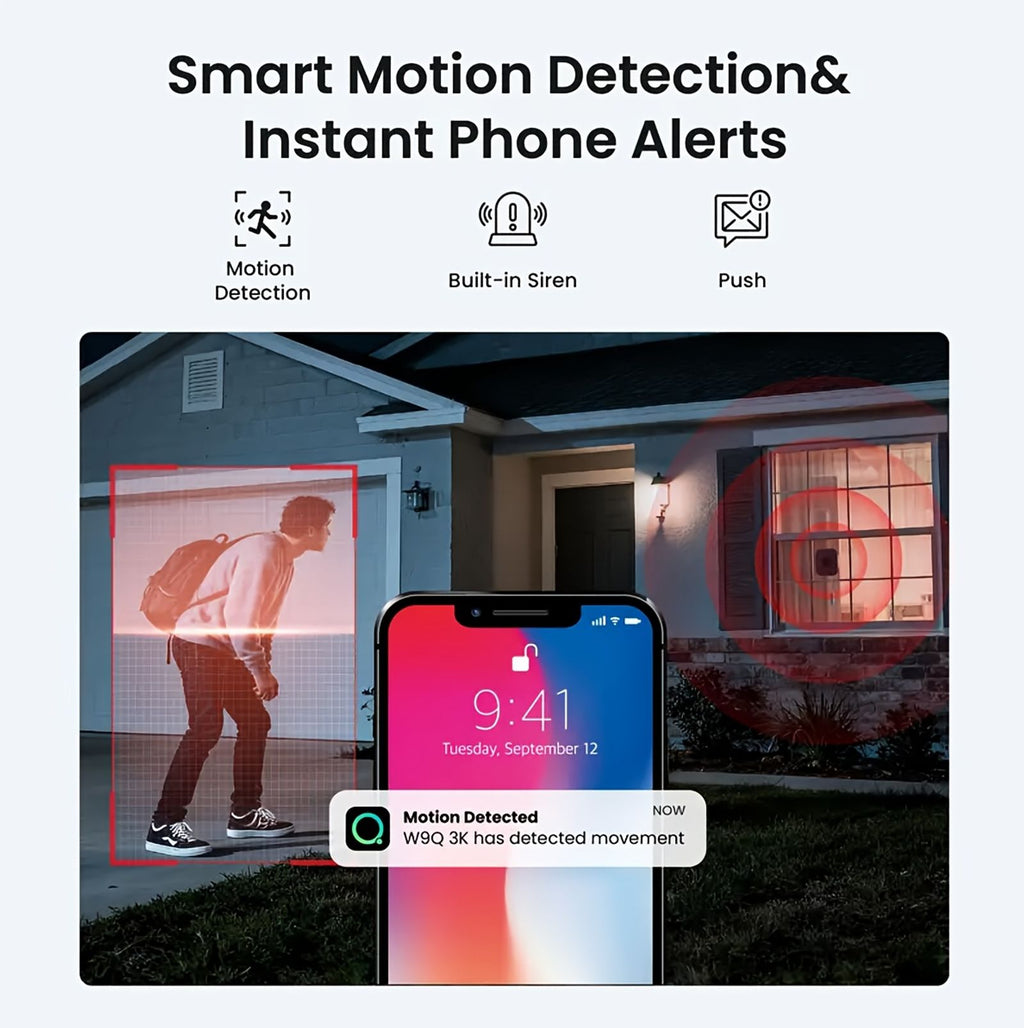 1pc/2pcs High-Definition 6MP Window Security Camera, Smart Indoor Wifi Camera, Supports 2.4Ghz/5Ghz Networks, Equipped with AI Full-Color Night Vision, Motion And Human Detection, And Supports 911 Emergency Alerts. Quick And Easy Installation image 2