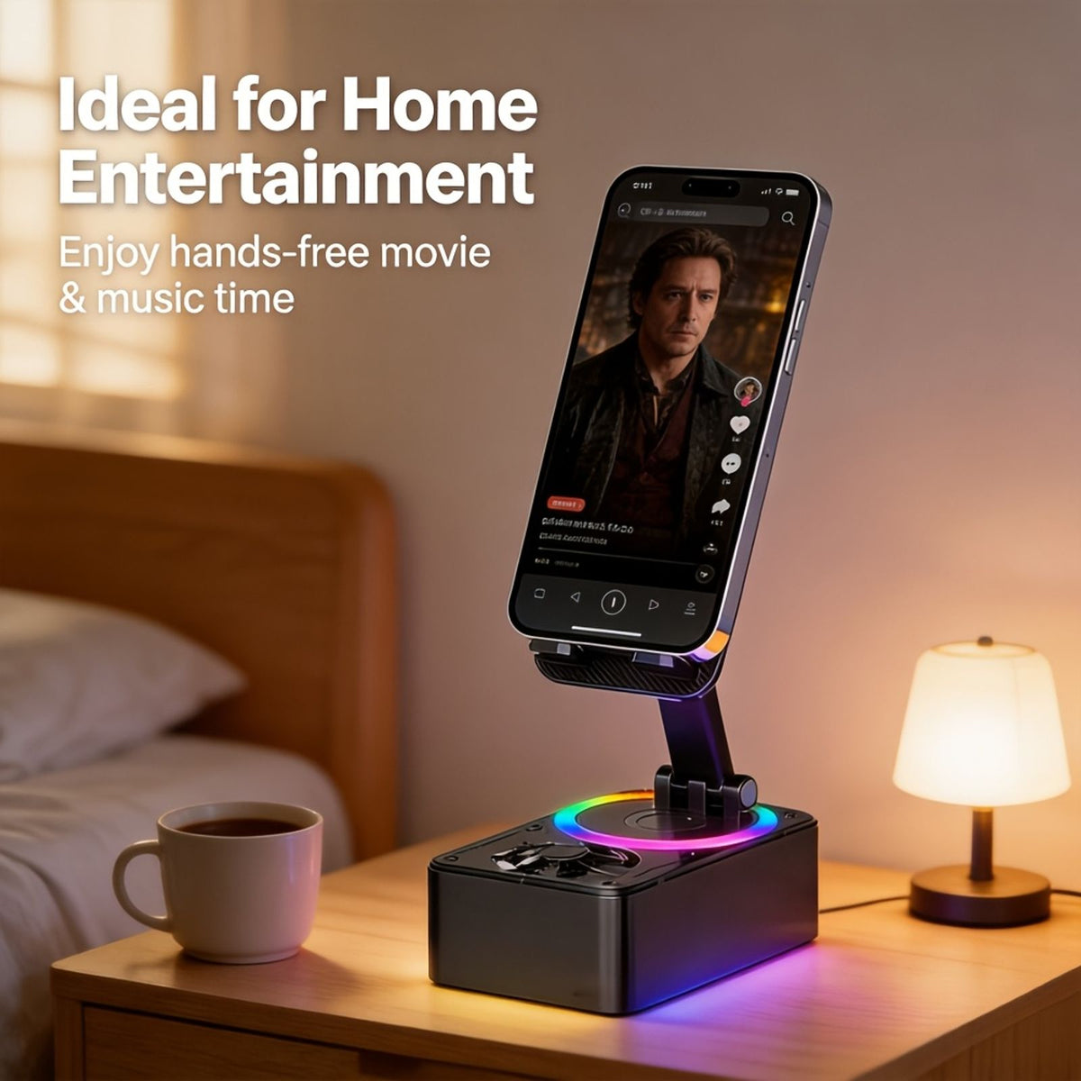 2026 New Bluetooth Speaker, Bluetooth Stand with Speaker and Emergency Charging, 360° Adjustable Foldable Magnetic Bluetooth Speaker Stand, Portable Emergency Charger, Suitable for iPhone and Android Phones, Ideal for Home, Travel, and Office Use image 3
