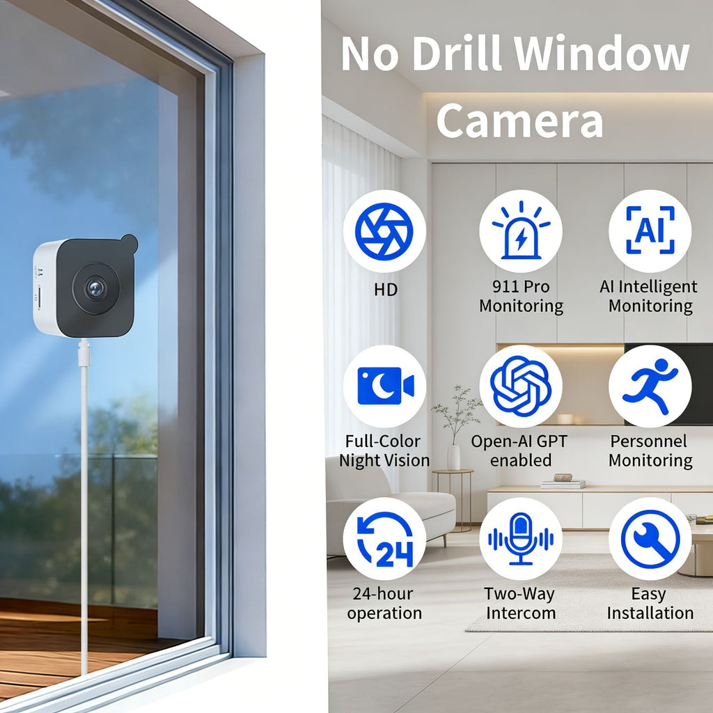1pc/2pcs High-Definition 6MP Window Security Camera, Smart Indoor Wifi Camera, Supports 2.4Ghz/5Ghz Networks, Equipped with AI Full-Color Night Vision, Motion And Human Detection, And Supports 911 Emergency Alerts. Quick And Easy Installation image 4