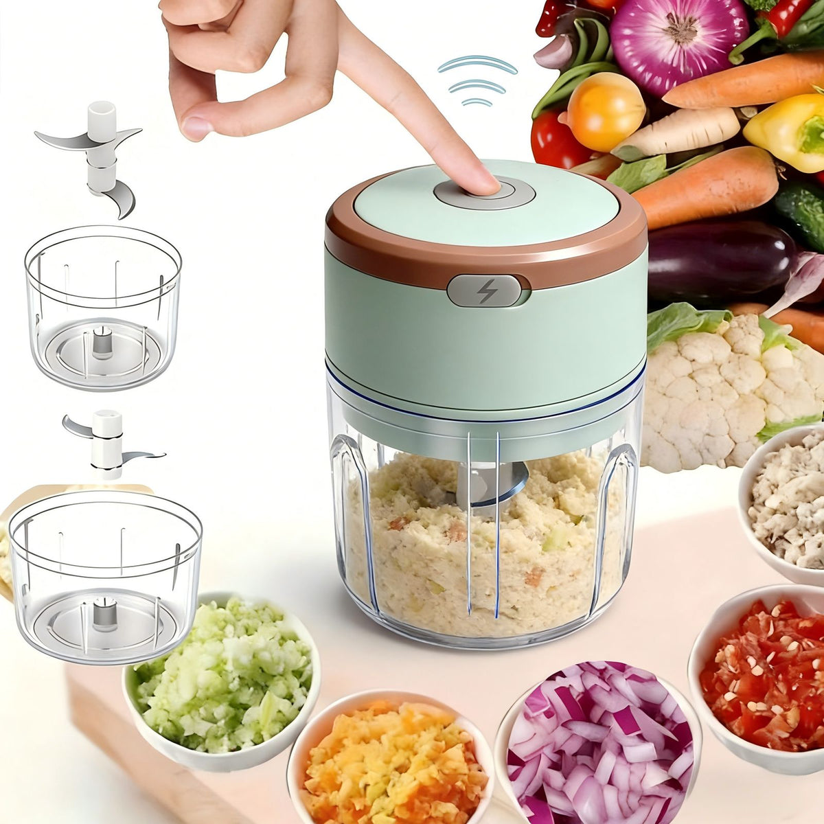 electric mini food chopper compact portable kitchen image 2