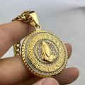 1pc 316l stainless steel prayer hand pendant golden