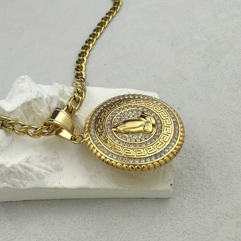 1pc 316l stainless steel prayer hand pendant golden image 5
