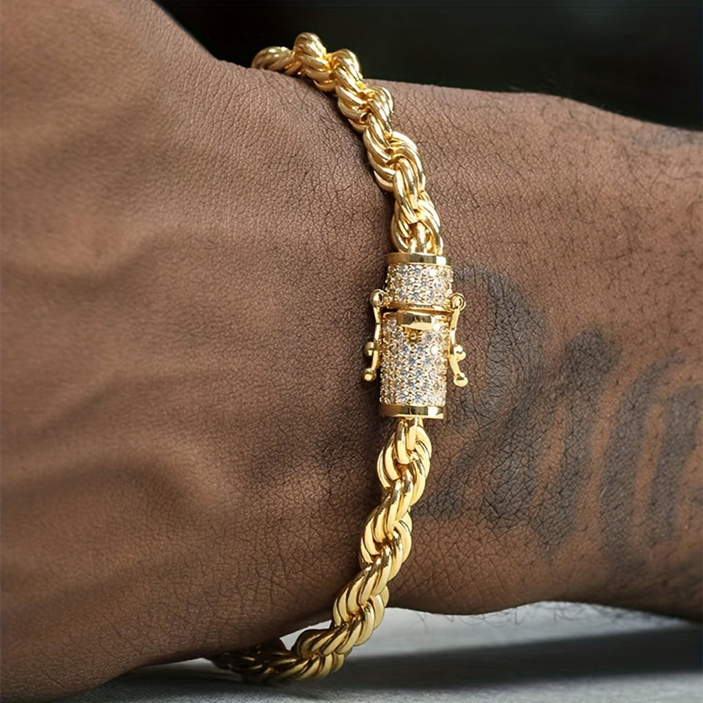 retro sparkling 201 201 stainless steel twist bracelet solid image 4